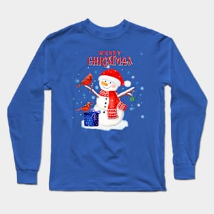 Snowman wishes Merry Christmas Long Sleeve T-Shirt